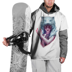 Накидка на куртку 3D с принтом saber winter hunter в Санкт-Петербурге, 100% полиэстер |  | Тематика изображения на принте: добыча | клык | охотница | тигр