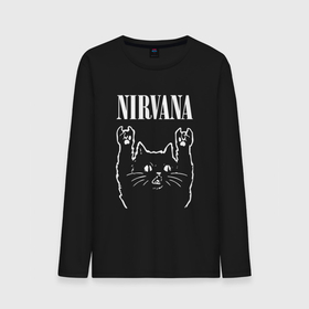 Мужской лонгслив хлопок с принтом Nirvana Rock Cat, НИРВАНА в Екатеринбурге, 100% хлопок |  | cat | kurt cobain | music | nirvana | rock | rock cat | кабейн | кобейн | кот | курт | курт кобейн | музыка | нирвана | рок | рок кот