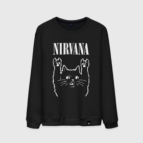 Мужской свитшот хлопок с принтом Nirvana Rock Cat, НИРВАНА в Санкт-Петербурге, 100% хлопок |  | cat | kurt cobain | music | nirvana | rock | rock cat | кабейн | кобейн | кот | курт | курт кобейн | музыка | нирвана | рок | рок кот