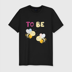 Мужская футболка хлопок Slim с принтом Две пчелы , 92% хлопок, 8% лайкра | приталенный силуэт, круглый вырез ворота, длина до линии бедра, короткий рукав | английский | забавно | надпись | насекомые | прикол | пчела | пчёлы | смешно | смешное