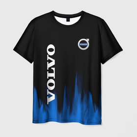 Мужская футболка 3D с принтом Volvo синий огонь в Петрозаводске, 100% полиэфир | прямой крой, круглый вырез горловины, длина до линии бедер | auto | volvo | авто | автомобиль | бренд | вольво | марка | машины