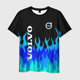 Мужская футболка 3D с принтом Volvo размытый огонь , 100% полиэфир | прямой крой, круглый вырез горловины, длина до линии бедер | auto | volvo | авто | автомобиль | бренд | вольво | марка | машины