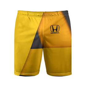 Мужские шорты спортивные с принтом [Honda]   Yellow в Петрозаводске,  |  | honda | sport | авто | автомобиль | бренд | марка | спорт | хонда