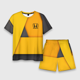 Мужской костюм с шортами 3D с принтом [Honda]   Yellow в Курске,  |  | Тематика изображения на принте: honda | sport | авто | автомобиль | бренд | марка | спорт | хонда