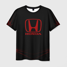 Мужская футболка 3D с принтом [Honda]   Тонкие линии в Екатеринбурге, 100% полиэфир | прямой крой, круглый вырез горловины, длина до линии бедер | Тематика изображения на принте: honda | sport | авто | автомобиль | бренд | марка | спорт | хонда