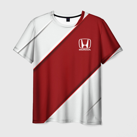 Мужская футболка 3D с принтом [Honda]   Red sport в Кировске, 100% полиэфир | прямой крой, круглый вырез горловины, длина до линии бедер | Тематика изображения на принте: honda | sport | авто | автомобиль | бренд | марка | спорт | хонда