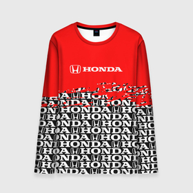 Мужской лонгслив 3D с принтом [Honda]   Pattern в Белгороде, 100% полиэстер | длинные рукава, круглый вырез горловины, полуприлегающий силуэт | Тематика изображения на принте: honda | sport | авто | автомобиль | бренд | марка | спорт | хонда