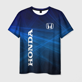 Мужская футболка 3D с принтом [Honda]   Blue в Курске, 100% полиэфир | прямой крой, круглый вырез горловины, длина до линии бедер | Тематика изображения на принте: honda | sport | авто | автомобиль | бренд | марка | спорт | хонда