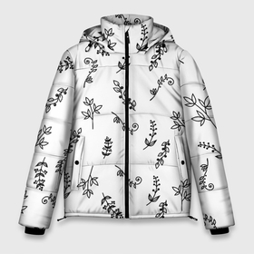 Мужская зимняя куртка 3D с принтом Весенний паттерн в Белгороде, верх — 100% полиэстер; подкладка — 100% полиэстер; утеплитель — 100% полиэстер | длина ниже бедра, свободный силуэт Оверсайз. Есть воротник-стойка, отстегивающийся капюшон и ветрозащитная планка. 

Боковые карманы с листочкой на кнопках и внутренний карман на молнии. | весна | ветка | веточка | лето | листочки | листья | паттерн | природа | растения | сезон | узор