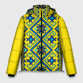 Мужская зимняя куртка 3D с принтом славянский национальный орнамент в Новосибирске, верх — 100% полиэстер; подкладка — 100% полиэстер; утеплитель — 100% полиэстер | длина ниже бедра, свободный силуэт Оверсайз. Есть воротник-стойка, отстегивающийся капюшон и ветрозащитная планка. 

Боковые карманы с листочкой на кнопках и внутренний карман на молнии. | ethnic | folk | slav | национальный орнамент | русь | славяне | узор | фолк | фольклор | этника | этно | язычество