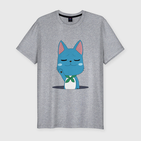 Мужская футболка хлопок Slim с принтом котик 0055 , 92% хлопок, 8% лайкра | приталенный силуэт, круглый вырез ворота, длина до линии бедра, короткий рукав | cat | кити | китюлька | кот | котик | котэ | кэт | синий кот