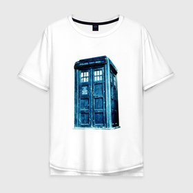 Мужская футболка хлопок Oversize с принтом тардис из доктора кто  2022 в Санкт-Петербурге, 100% хлопок | свободный крой, круглый ворот, “спинка” длиннее передней части | далеки | джоди уиттакер | доктор кто | дэвид теннант | киберлюди | тардис