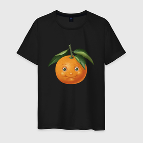 Мужская футболка хлопок с принтом апельсин с улыбкой 01 в Кировске, 100% хлопок | прямой крой, круглый вырез горловины, длина до линии бедер, слегка спущенное плечо. | orange | апельсин | желтый | кислый | оранжевый | сладкий | фрукт | цедра | цитрусовый | шкурка | ягода