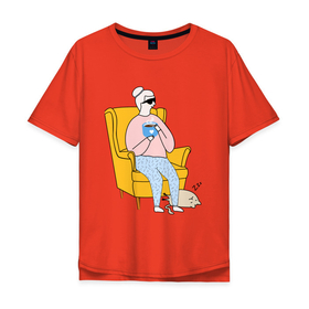 Мужская футболка хлопок Oversize с принтом Киноманочка в Санкт-Петербурге, 100% хлопок | свободный крой, круглый ворот, “спинка” длиннее передней части | девочка | девушка | женщина | кино | киноман | киноманка | кот | люблю кино | сериал | сериалы | тв | телевизор | телек