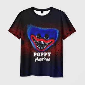 Мужская футболка 3D с принтом Хагги Вагги Паппи Плейтайм Скример , 100% полиэфир | прямой крой, круглый вырез горловины, длина до линии бедер | game | haggy | horror | kid | playtime | poppy | vaggy | игра | паппи | плейтайм | поппи | скример | ужастик | хагги вагги