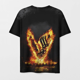 Мужская футболка 3D с принтом Викинги Огонь в Екатеринбурге, 100% полиэфир | прямой крой, круглый вырез горловины, длина до линии бедер | арт | вальхала | викинги | огонь