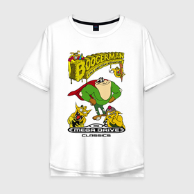 Мужская футболка хлопок Oversize с принтом Booger boy в Новосибирске, 100% хлопок | свободный крой, круглый ворот, “спинка” длиннее передней части | 16 bit | 16 бит | booger | goblin | mutant | sega | гоблин | казявка | сега | сопли