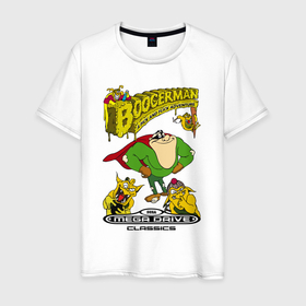 Мужская футболка хлопок с принтом Booger boy в Тюмени, 100% хлопок | прямой крой, круглый вырез горловины, длина до линии бедер, слегка спущенное плечо. | 16 bit | 16 бит | booger | goblin | mutant | sega | гоблин | казявка | сега | сопли