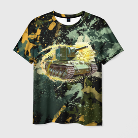 Мужская футболка 3D с принтом Танк, 23 февраля , 100% полиэфир | прямой крой, круглый вырез горловины, длина до линии бедер | 23 февраля | день защитника отечества | камуфляж | мужчине | подарок | танк | танкист