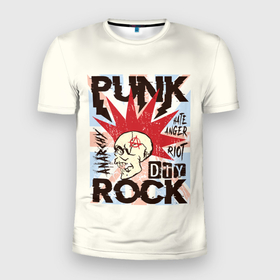 Мужская футболка 3D Slim с принтом Punk Rock (Панк) в Петрозаводске, 100% полиэстер с улучшенными характеристиками | приталенный силуэт, круглая горловина, широкие плечи, сужается к линии бедра | dead kennedys | exploited | fpg | punks not dead | анархия | гаражный рок | гитара | гражданская оборона | гранж | ирокез | король и шут | металл | музыка | наив | панк рок | пурген | рок музыка | рокер | рокнролл