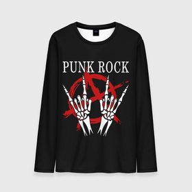 Мужской лонгслив 3D с принтом Punk Rock (Панки Хой) в Тюмени, 100% полиэстер | длинные рукава, круглый вырез горловины, полуприлегающий силуэт | dead kennedys | exploited | fpg | punks not dead | анархия | гаражный рок | гитара | гражданская оборона | гранж | ирокез | король и шут | металл | музыка | наив | панк рок | пурген | рок музыка | рокер | рокнролл