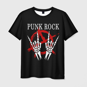 Мужская футболка 3D с принтом Punk Rock (Панки Хой) в Петрозаводске, 100% полиэфир | прямой крой, круглый вырез горловины, длина до линии бедер | dead kennedys | exploited | fpg | punks not dead | анархия | гаражный рок | гитара | гражданская оборона | гранж | ирокез | король и шут | металл | музыка | наив | панк рок | пурген | рок музыка | рокер | рокнролл