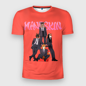 Мужская футболка 3D Slim с принтом Фури Манескин , 100% полиэстер с улучшенными характеристиками | приталенный силуэт, круглая горловина, широкие плечи, сужается к линии бедра | alternative | maneskin | moneskin | rock | альтернатива | манескин | монескин | рок | ьфтуылшт