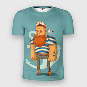Мужская футболка 3D Slim с принтом Старый добрый моряк в Белгороде, 100% полиэстер с улучшенными характеристиками | приталенный силуэт, круглая горловина, широкие плечи, сужается к линии бедра | Тематика изображения на принте: капитан | море | морское | моряк | мужчина | рыжая борода