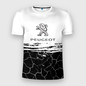 Мужская футболка 3D Slim с принтом Peugeot: Трещины. в Тюмени, 100% полиэстер с улучшенными характеристиками | приталенный силуэт, круглая горловина, широкие плечи, сужается к линии бедра | auto | peugeot | авто | автомобиль | бренд | марка | машины | пежо