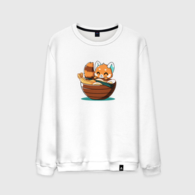 Мужской свитшот хлопок с принтом Inside Ramen Bowl в Петрозаводске, 100% хлопок |  | anime | dood | fox | аниме | вкусный | голодный | еда | креветка | лапочка | лапша | лиса | лисенок | милый | мимими | рамен