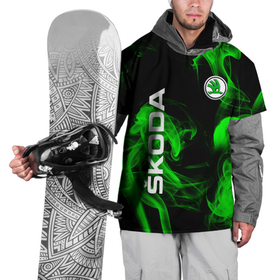 Накидка на куртку 3D с принтом Skoda: Green Smoke. , 100% полиэстер |  | auto | shkoda | skoda | авто | автомобиль | бренд | марка | шкода