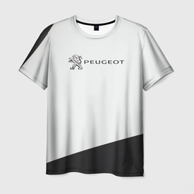 Мужская футболка 3D с принтом Peugeot геометрия в Белгороде, 100% полиэфир | прямой крой, круглый вырез горловины, длина до линии бедер | Тематика изображения на принте: auto | peugeot | авто | автомобиль | бренд | марка | машины | пежо