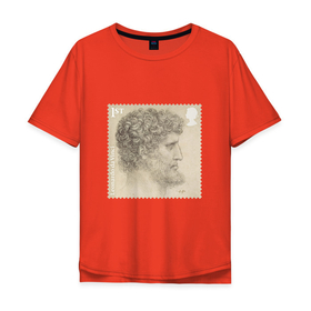 Мужская футболка хлопок Oversize с принтом LEONARDO (Portrait man) в Санкт-Петербурге, 100% хлопок | свободный крой, круглый ворот, “спинка” длиннее передней части | art | artist | leonardo | poster | искусство | художники