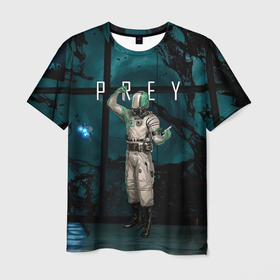 Мужская футболка 3D с принтом Ученный из игры Prey в Петрозаводске, 100% полиэфир | прямой крой, круглый вырез горловины, длина до линии бедер | horror | prey | space | космический корабль | космос | прей | прэй | страшная игра | ужастик | шутер