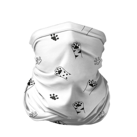 Бандана-труба 3D с принтом Паттерн   кошачьи лапки 3D в Екатеринбурге, 100% полиэстер, ткань с особыми свойствами — Activecool | плотность 150‒180 г/м2; хорошо тянется, но сохраняет форму | cat | kitten | домашние животные | когти | контур | кот | котенок | кошка | лапа | лапка | мяу | набор | обводка | отпечаток | паттерн | подушечки | сет | след