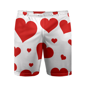 Мужские шорты спортивные с принтом Красные сердечки Heart в Тюмени,  |  | heart | love | день святого валентина | любовь | сердца