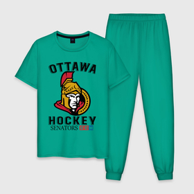 Мужская пижама хлопок с принтом OTTAWA SENATORS | ОТТАВА СЕНАТОРЗ , 100% хлопок | брюки и футболка прямого кроя, без карманов, на брюках мягкая резинка на поясе и по низу штанин
 | canada | club | game | hockey | nhl | ottawa | senators | sport | team | игра | канада | клуб | нхл | оттава | сенаторз | сенаторы | спорт | хоккей | шайбу