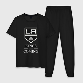 Мужская пижама хлопок с принтом Los Angeles Kings, Лос Анджелес Кингз в Кировске, 100% хлопок | брюки и футболка прямого кроя, без карманов, на брюках мягкая резинка на поясе и по низу штанин
 | Тематика изображения на принте: hockey | kings | los angeles | los angeles kings | nhl | usa | кингз | лос анджелес | лос анджелес кингз | нхл | спорт | сша | хоккей | шайба