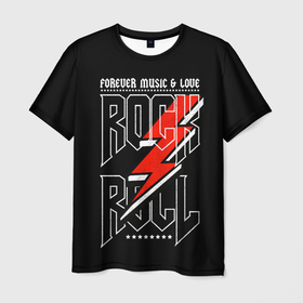 Мужская футболка 3D с принтом Rock and Roll Forever в Петрозаводске, 100% полиэфир | прямой крой, круглый вырез горловины, длина до линии бедер | dead kennedys | exploited | fpg | punks not dead | анархия | гаражный рок | гитара | гражданская оборона | гранж | ирокез | король и шут | металл | музыка | наив | панк рок | пурген | рок музыка | рокер | рокнролл