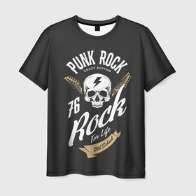 Мужская футболка 3D с принтом ROCK (Рокер) в Тюмени, 100% полиэфир | прямой крой, круглый вырез горловины, длина до линии бедер | dead kennedys | exploited | fpg | punks not dead | анархия | гаражный рок | гитара | гражданская оборона | гранж | ирокез | король и шут | металл | музыка | наив | панк рок | пурген | рок музыка | рокер | рокнролл