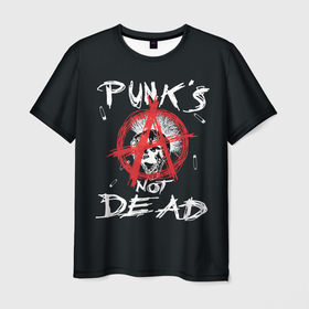 Мужская футболка 3D с принтом Punks Not Dead (Анархия) в Курске, 100% полиэфир | прямой крой, круглый вырез горловины, длина до линии бедер | dead kennedys | exploited | fpg | punks not dead | анархия | гаражный рок | гитара | гражданская оборона | гранж | ирокез | король и шут | металл | музыка | наив | панк рок | пурген | рок музыка | рокер | рокнролл