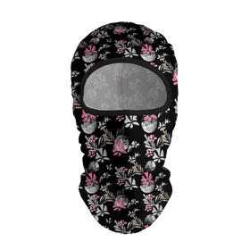 Балаклава 3D с принтом Абстрактный черно розовый узор в Екатеринбурге, 100% полиэстер, ткань с особыми свойствами — Activecool | плотность 150–180 г/м2; хорошо тянется, но при этом сохраняет форму. Закрывает шею, вокруг отверстия для глаз кайма. Единый размер | Тематика изображения на принте: абстрактный | модный узор | цветочный узор | чернео белый | черный и розовый