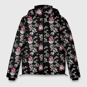 Мужская зимняя куртка 3D с принтом Абстрактный черно розовый узор в Тюмени, верх — 100% полиэстер; подкладка — 100% полиэстер; утеплитель — 100% полиэстер | длина ниже бедра, свободный силуэт Оверсайз. Есть воротник-стойка, отстегивающийся капюшон и ветрозащитная планка. 

Боковые карманы с листочкой на кнопках и внутренний карман на молнии. | Тематика изображения на принте: абстрактный | модный узор | цветочный узор | чернео белый | черный и розовый