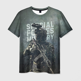 Мужская футболка 3D с принтом Special forces military , 100% полиэфир | прямой крой, круглый вырез горловины, длина до линии бедер | 23 февраля | army | military | soldier | армия | военные | военый | войска | день защитника отечества | милитари | солдат | солдаты | спецназ