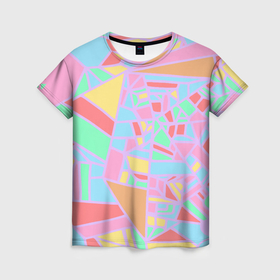 Женская футболка 3D с принтом Геометрия в розовом в Новосибирске, 100% полиэфир ( синтетическое хлопкоподобное полотно) | прямой крой, круглый вырез горловины, длина до линии бедер | геометрия | графика | рисунок | розовый | цвет