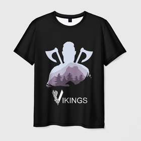 Мужская футболка 3D с принтом Зов Викинга в Санкт-Петербурге, 100% полиэфир | прямой крой, круглый вырез горловины, длина до линии бедер | бог один | вальгалла | вальхалла | викинг | викинги | лодброк | рагнар | рагнарёк