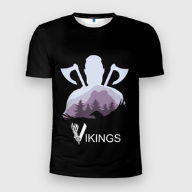 Мужская футболка 3D Slim с принтом Зов Викинга в Санкт-Петербурге, 100% полиэстер с улучшенными характеристиками | приталенный силуэт, круглая горловина, широкие плечи, сужается к линии бедра | бог один | вальгалла | вальхалла | викинг | викинги | лодброк | рагнар | рагнарёк