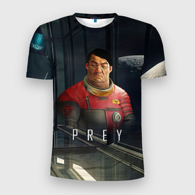 Мужская футболка 3D Slim с принтом Prey Инженер в Екатеринбурге, 100% полиэстер с улучшенными характеристиками | приталенный силуэт, круглая горловина, широкие плечи, сужается к линии бедра | horror | prey | space | космический корабль | космос | прей | прэй | страшная игра | ужастик | шутер