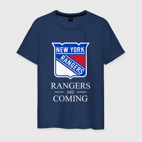 Мужская футболка хлопок с принтом Rangers are coming, Нью Йорк Рейнджерс, New York Rangers в Курске, 100% хлопок | прямой крой, круглый вырез горловины, длина до линии бедер, слегка спущенное плечо. | Тематика изображения на принте: hockey | new york | new york rangers | nhl | rangers | usa | нхл | нью йорк | нью йорк рейнджерс | рейнджерс | спорт | сша | хоккей | шайба