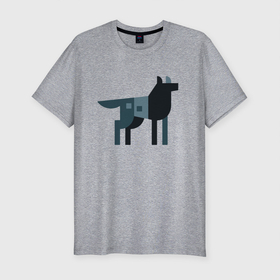 Мужская футболка хлопок Slim с принтом Wolf   Minimalism в Екатеринбурге, 92% хлопок, 8% лайкра | приталенный силуэт, круглый вырез ворота, длина до линии бедра, короткий рукав | ears | minimalism | muzzle | paws | vanguard | wolf | авангард | волк | лапы | минимализм | уши